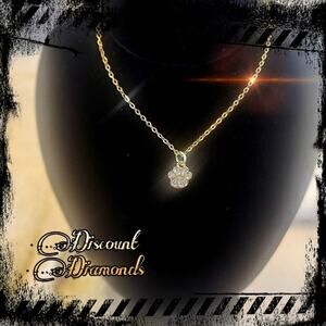 Dog & Cat Paw Print Clear White Diamond Pendant Necklace on  18K over 925 Silver